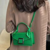 Women's Crocodile Pattern Shoulder Bag Clutch Purse Knot Handle