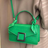 Women's Crocodile Pattern Shoulder Bag Clutch Purse Knot Handle