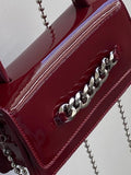 Vintage Patent Leather Chain Messenger Bag Women Shoulder Purse
