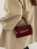 Vintage Patent Leather Chain Messenger Bag Women Shoulder Purse