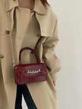Vintage Patent Leather Chain Messenger Bag Women Shoulder Purse