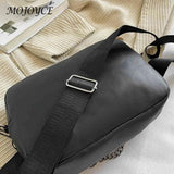 Leather Shoulder Tote Bag Chains Solid Vintage Female Shopper