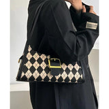 Vintage Plaid Shoulder Bag Clutch Purse Underarm Bags