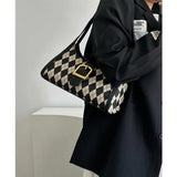 Vintage Plaid Shoulder Bag Clutch Purse Underarm Bags
