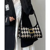 Vintage Plaid Shoulder Bag Clutch Purse Underarm Bags