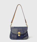Vintage Plaid Hobos Shoulder Bag Women's Denim Underarm Tote Purse