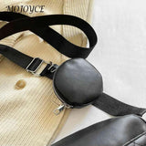 Rhombus Pattern Leather Shoulder Bag with Small Purse