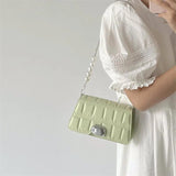 Plaid Bead Chain Shoulder Bag for Women Ladies Underarm Purses and Handbags