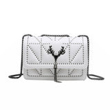 Women's Leather Evening Clutch Purse Vintage Shoulder Bag