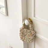 Woven Small Clutch Handbag Dot Knitting Tote Purse Casual Female Shoulder Bag
