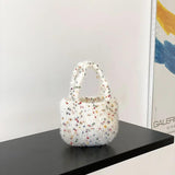 Woven Small Clutch Handbag Dot Knitting Tote Purse Casual Female Shoulder Bag
