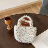 Woven Small Clutch Handbag Dot Knitting Tote Purse Casual Female Shoulder Bag