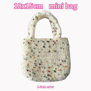 Woven Small Clutch Handbag Dot Knitting Tote Purse Casual Female Shoulder Bag