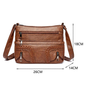 Women Shoulder Bag PU Leather Crossbody Bag Multi-Pockets Messenger Bag