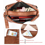 Women Shoulder Bag PU Leather Crossbody Bag Multi-Pockets Messenger Bag