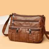 Women Shoulder Bag PU Leather Crossbody Bag Multi-Pockets Messenger Bag