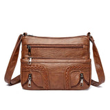Women Shoulder Bag PU Leather Crossbody Bag Multi-Pockets Messenger Bag