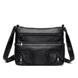 Women Shoulder Bag PU Leather Crossbody Bag Multi-Pockets Messenger Bag