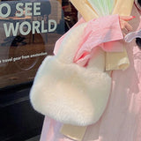 Faux Fur Plush Shoulder Bag Women Square Clutch Purse Handbags