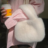 Faux Fur Plush Shoulder Bag Women Square Clutch Purse Handbags