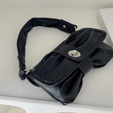 Women's Underarm Bags Clutch Purse Handbag PU Leather Female Folds Shoulder Mess