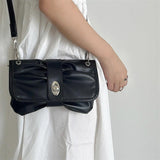 Women's Underarm Bags Clutch Purse Handbag PU Leather Female Folds Shoulder Mess