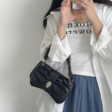 Women's Underarm Bags Clutch Purse Handbag PU Leather Female Folds Shoulder Mess