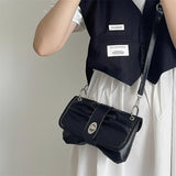 Women's Underarm Bags Clutch Purse Handbag PU Leather Female Folds Shoulder Mess