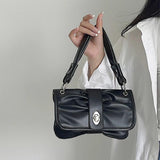 Women's Underarm Bags Clutch Purse Handbag PU Leather Female Folds Shoulder Mess