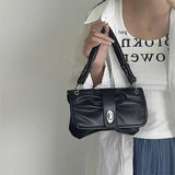 Women's Underarm Bags Clutch Purse Handbag PU Leather Female Folds Shoulder Mess