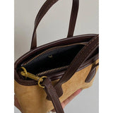 Vintage Women's Small Tote Bag Faux Suede Clutch Purse Handbags