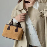 Vintage Women's Small Tote Bag Faux Suede Clutch Purse Handbags