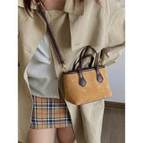 Vintage Women's Small Tote Bag Faux Suede Clutch Purse Handbags