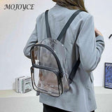 Clear PVC Waterproof School Bag Zipper Handbag College Knapsack