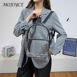 Clear PVC Waterproof School Bag Zipper Handbag College Knapsack