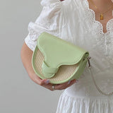 Women's Straw Shoulder Bag Chain Saddle Messenger Purse