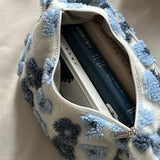 Plush Flowers Hobos Shoulder Bag for Women Large Capacity Tote Handbags