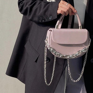 Summer Saddle Bag Women's Textured Chain Shoulder Bag