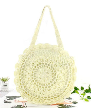 Bohemian Straw Bags for Women Circle Beach Handbags Summer Rattan Shoulder Bags