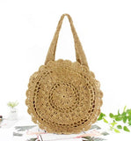 Bohemian Straw Bags for Women Circle Beach Handbags Summer Rattan Shoulder Bags