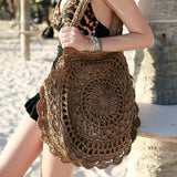 Bohemian Straw Bags for Women Circle Beach Handbags Summer Rattan Shoulder Bags
