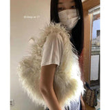 Faux Fur Women's Shoulder Bags Winter Soft Plush Female Purse Handbags