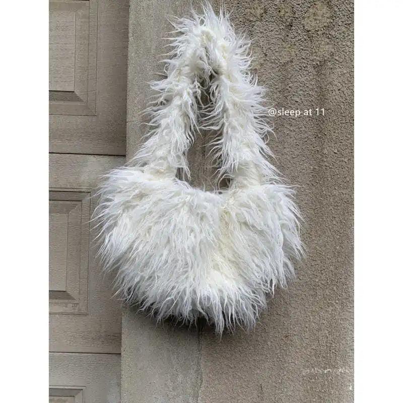 Faux Fur Women's Shoulder Bags Winter Soft Plush Female Purse Handbags