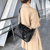 Casual Quilted Bucket Crossbody Bag for Women Warm Winter Large Capacity