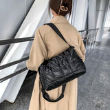 Casual Quilted Bucket Crossbody Bag for Women Warm Winter Large Capacity
