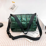 Casual Quilted Bucket Crossbody Bag for Women Warm Winter Large Capacity
