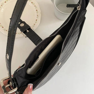 Crocodile Print Shoulder Bag High Ladies Underarm PU Leather Female H