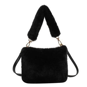 Winter Plush Handbag Soft Faux Fur Bucket Bag Shoulder Bag