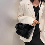 Winter Plush Handbag Soft Faux Fur Bucket Bag Shoulder Bag