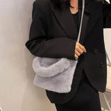 Winter Plush Handbag Soft Faux Fur Bucket Bag Shoulder Bag